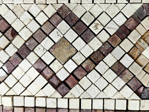 Diagonal Diamond Pattern Natural Stone Mosaic with Border