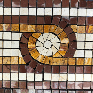 Concentric Ring Natural Stone Mosaic Tile with Target Design