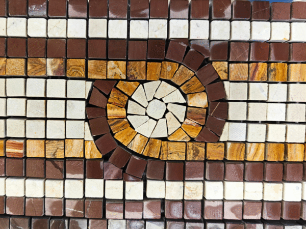 Concentric Ring Natural Stone Mosaic Tile with Target Design