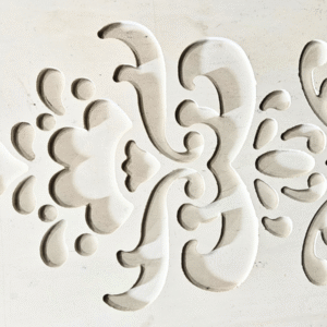 Carved Baroque Natural Stone Panel with Relief Pattern
