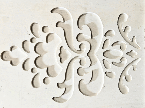 Carved Baroque Natural Stone Panel with Relief Pattern