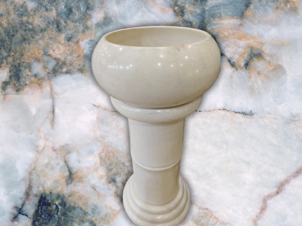 Hand-Carved Natural Stone Pedestal Vessel Sink / Basin