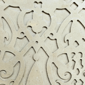Intricate Carved Geometric Stone Panel in Moroccan or Arabesque Style