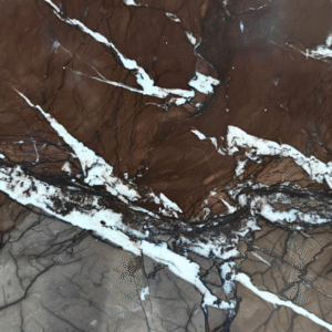Luxury Red and Brown Marble Slab | Dramatic White Vein Polished Stone