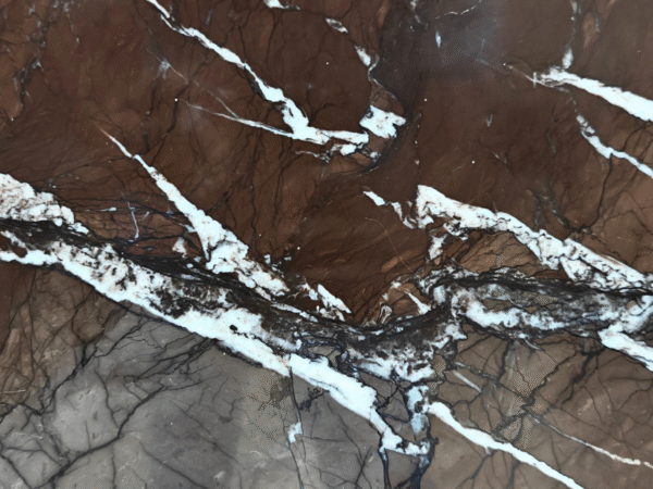 Luxury Red and Brown Marble Slab | Dramatic White Vein Polished Stone