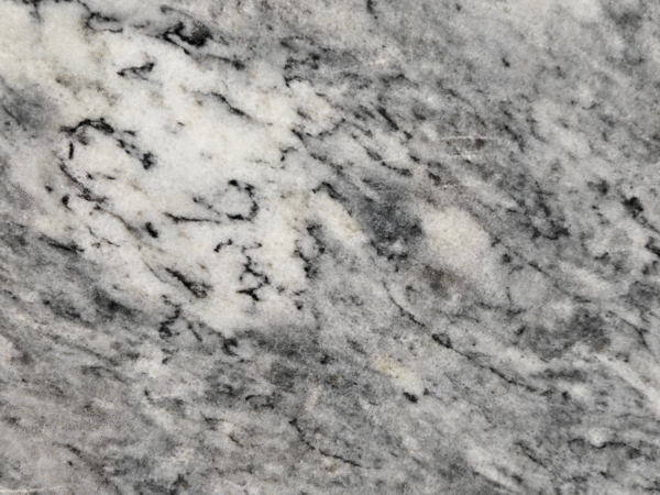 High-Contrast White and Gray Granite Slab | Dramatic Black Vein Countertop Stone