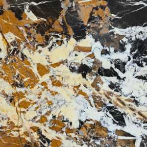 Exotic Black, Gold, and White Onyx Slab | High-Movement Luxury Statement Stone