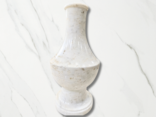 Elegant Hand-Carved White Natural Stone Urn/Vase