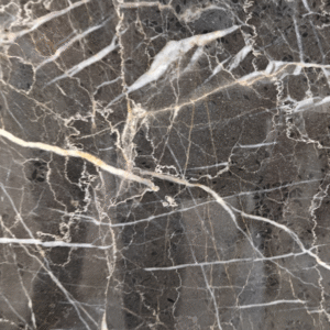 Luxury Dark Gray/Brown Marble Slab | Dramatic White and Gold Vein Statement Stone