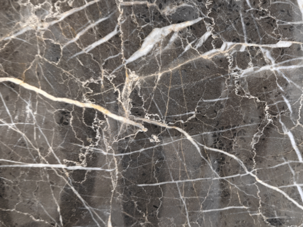 Luxury Dark Gray/Brown Marble Slab | Dramatic White and Gold Vein Statement Stone