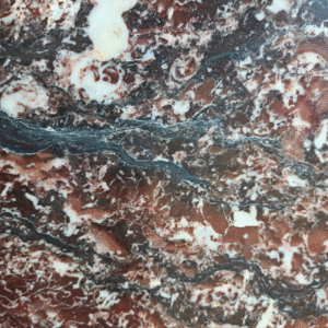 Exotic Red and Brown Swirling Marble Slab | High-Contrast White and Black Veins