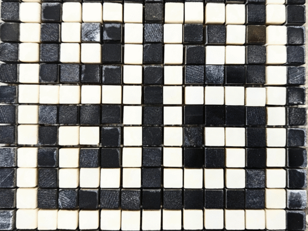 High-Contrast Black and White Natural Stone Checkerboard Mosaic