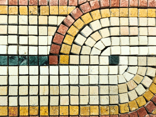 Circular Pattern Natural Stone Mosaic Medallion in Earth Tones