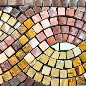 Earthy Toned Hand-Cut Pebble Mosaic Medallion