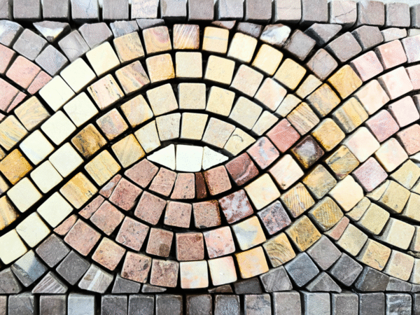 Earthy Toned Hand-Cut Pebble Mosaic Medallion - Image 2